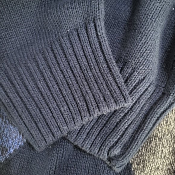 VTG Alexander Julian Colours XLT Mens Argyle Sweater Navy Blue Gray Cotton - Picture 7 of 7